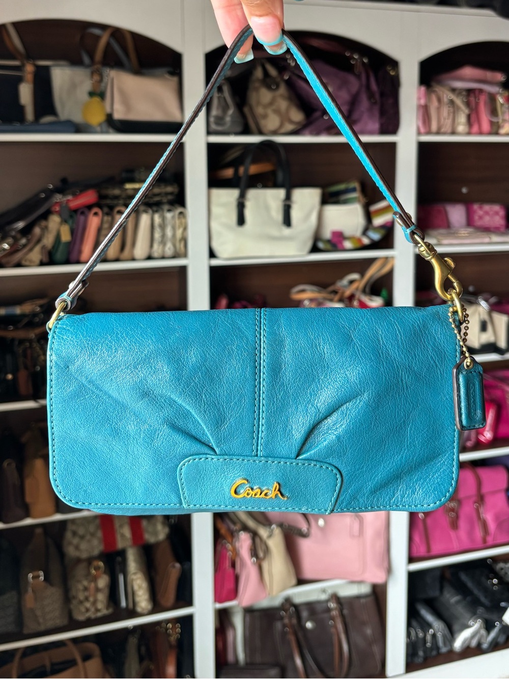 🩵💙COACH Ashley Pleated Flap Clutch Mini Bag💙🩵
